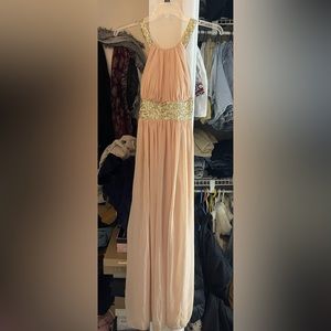 Pink and gold floor length dress